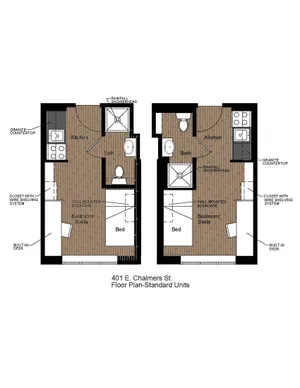 401 Chalmers Studio C Standard Floorplan