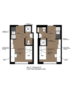 401 Chalmers Studio Standard Floorplan