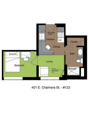 401 Chalmers 1 Bed Upgraded Floorplan