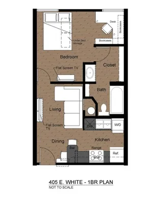 405 White 1 Bed Standard Floorplan