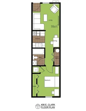 406 Clark 1 Bed Standard Floorplan