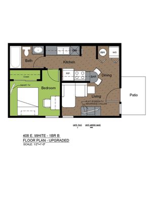 408 White 1 Bed Floorplan B