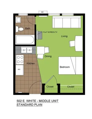 502 White Studio Standard Floorplan