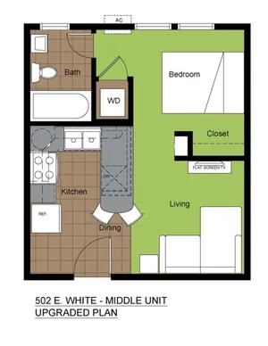 502 White Studio Upgraded Floorplan