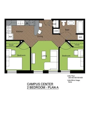 601 Sixth 2 Bed Floorplan A