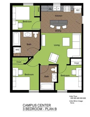 601 Sixth 3 Bed Floorplan B