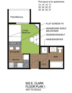 602 Clark Studio Floorplan 1