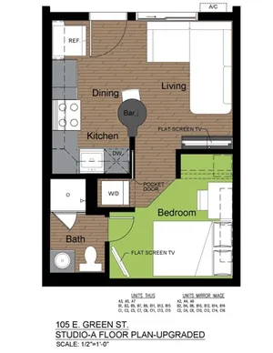105 Green Studio A Floorplan