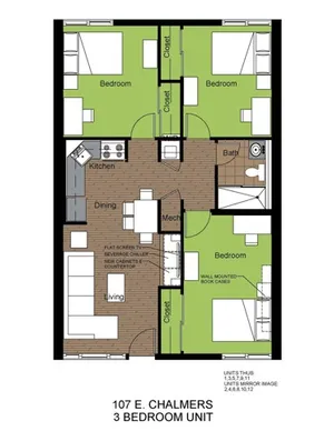 107 Chalmers 3 Bed Standard Floorplan
