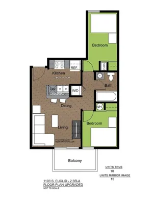 1103 Euclid 2 Bed Floorplan A