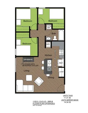 1103 Euclid 3 Bed Floorplan B