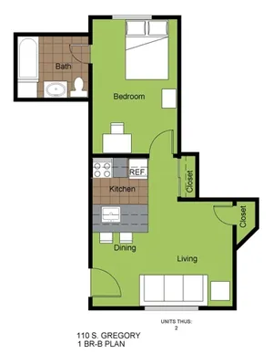 110 Gregory 1 Bed Floorplan B