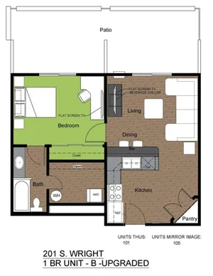 201 Wright 1 Bed Floorplan B