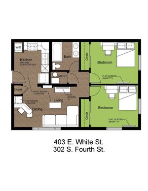 302 Fourth 2 Bed Standard Floorplan