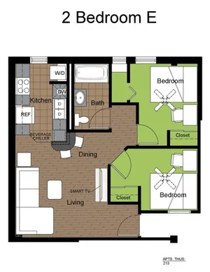 707 Sixth 2 Bed Floorplan E
