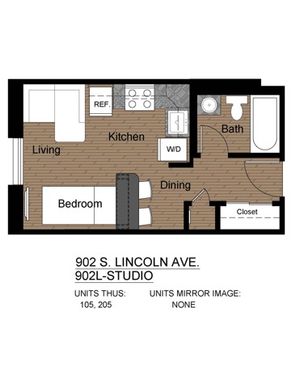902 Lincoln Studio Standard Floorplan