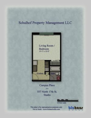 Campus Place Studio Floorplan - Schulhof Property Management LLC