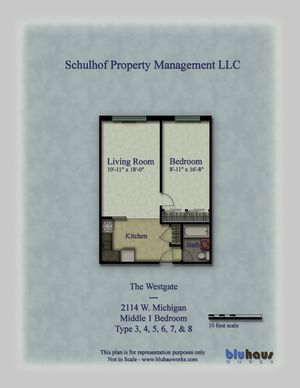 Westgate Floor Plan 1 Middle Bedroom (Type 3, 4, 5, 6, 7 and 8) - Schulhof Property Management LLC