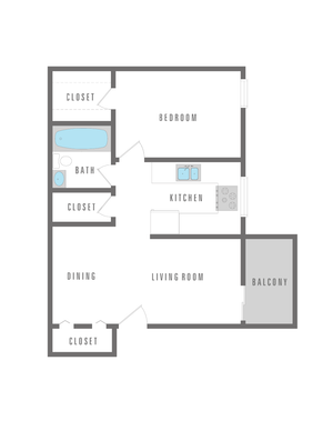 1 Bedroom 1 Bath 642 sqft