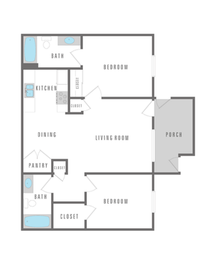 2 Bedroom 2 Bath 771 sqft
