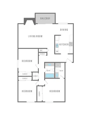 3 Bedroom 2 Bath 1153 sqft