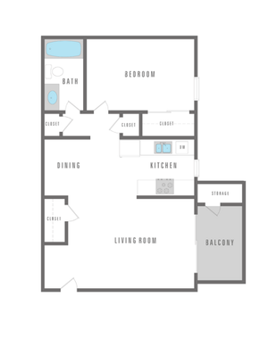 1 Bed 1 Bath 680 sqft