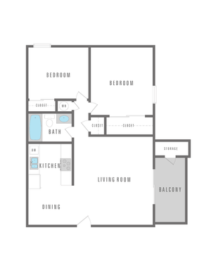 2 Bed 1 Bath 816 sqft