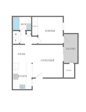 1 Bedroom 1 Bath 742 sqft