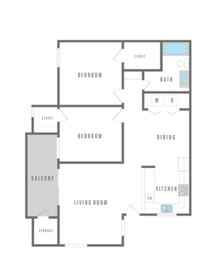2 Bedroom 1 Bath 1014 sqft