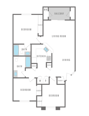 3 Bedroom 2 Bath 1047 sqft