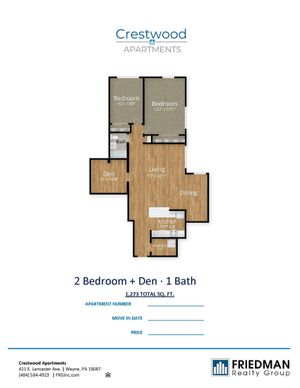 2 Bedroom 1 Bathroom Den