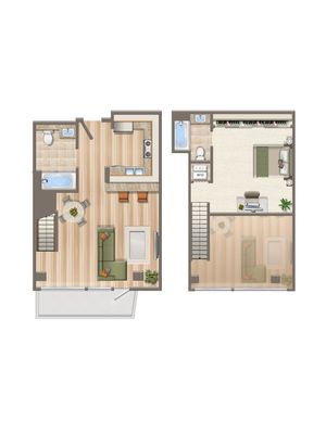 arrive seaside II plan B14 2 bed loft