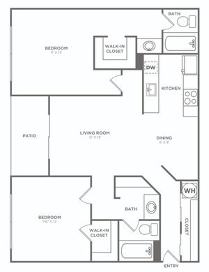 Two Bedroom Two Bath | 936 sq. ft.