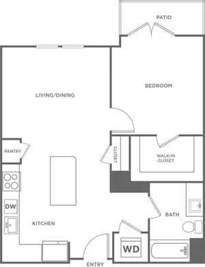 One Bedroom One Bath (939 SF)