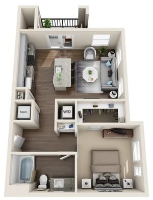 One Bedroom | 656-671 sqft | Stackable Washer/Dryer | Patio/Balcony | Walk-in Closet