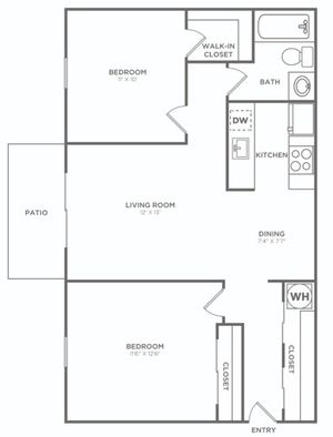 Two Bedroom One Bath | 792 sq. ft.