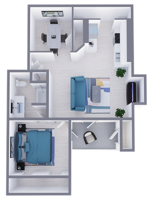 A4 Renovated floor plan featuring 1 bedroom 1 bathroom