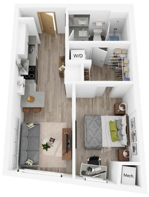 Plan R | 1 bedroom, 1 bathroom