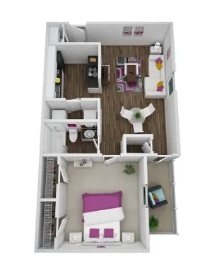 1 Bedroom 1 Bathroom 649 square feet