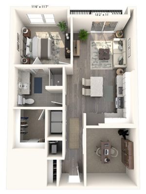 870 to 872 square foot one bedroom den one bath apartment floorplan image