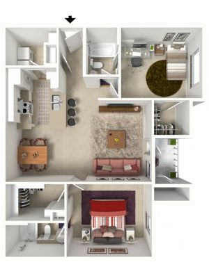 Two Bedroom, Two Bath