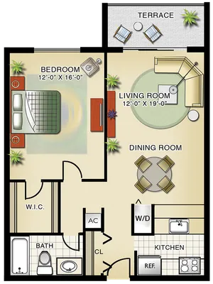 Model A | 1 Bedroom, 1 Bath