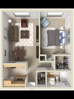 A2 one bedroom one bath 822 sqft GANDY