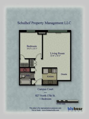Campus Court 1 Bedroom Floorplan