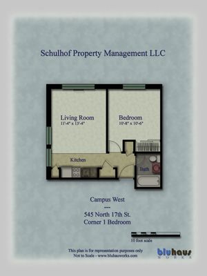 Campus West Standard 1 Bedroom Floor Plan - Schulhof Property Management LLC