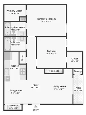 B1 - 2BD, 2BA - 920SF
