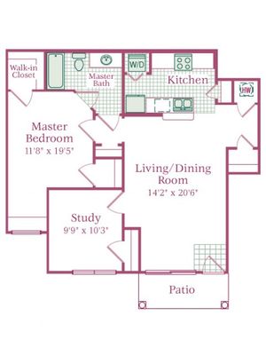 The Crest at Elm Tree - Cedar 1 Bedroom + Den