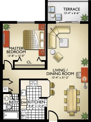 1 Bedroom, 1 Bath