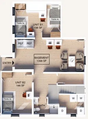 Lower level floor plan for 2335 Warring