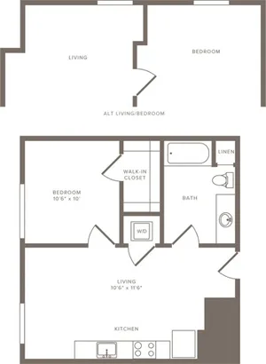 900 square foot two bedroom two bath floor plan image